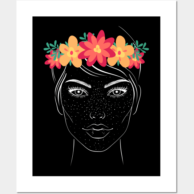 Beautiful Lady Face with Flower Crown Wall Art by Texas Bloomin’